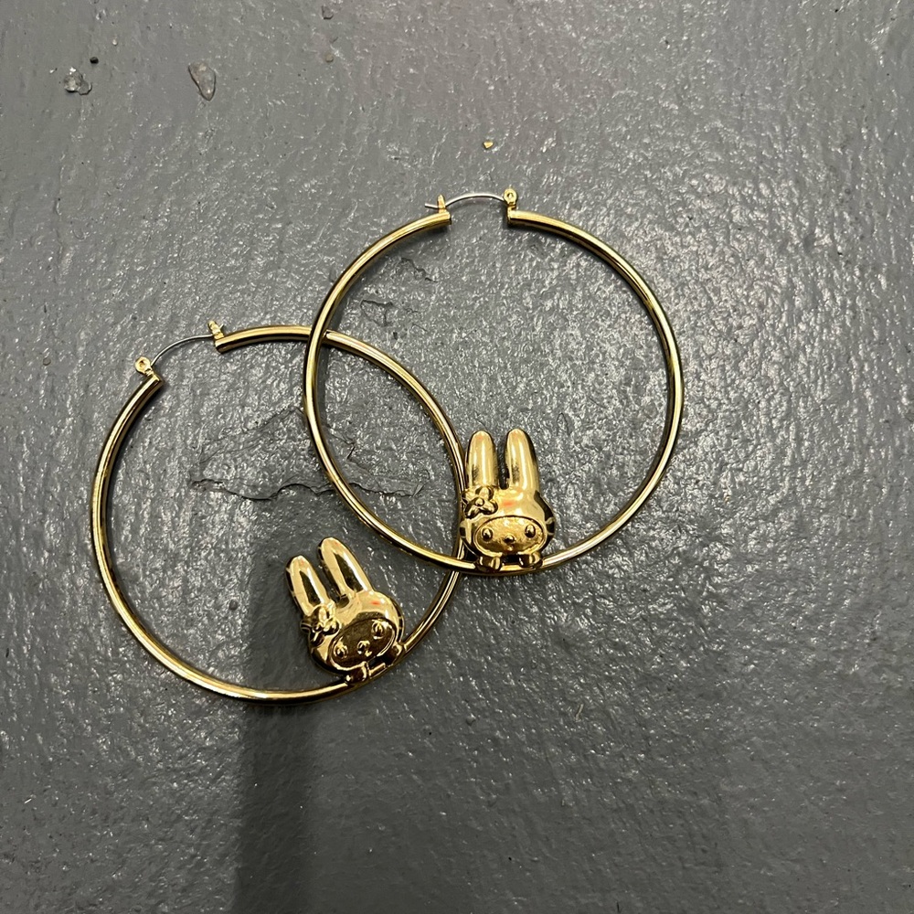 My Melodie - Gold Hoop Earrings with Bunny Charms